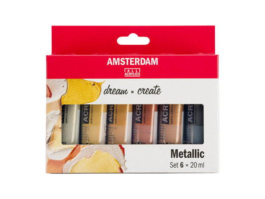 Amsterdam Standard 20ml – Sett 6 ass. Metallicfarger
