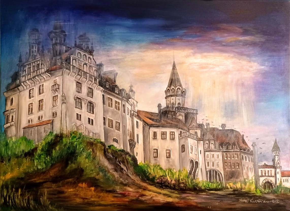 Sigmaringen slott, 70 x 50, akryl på lerret, bred kant